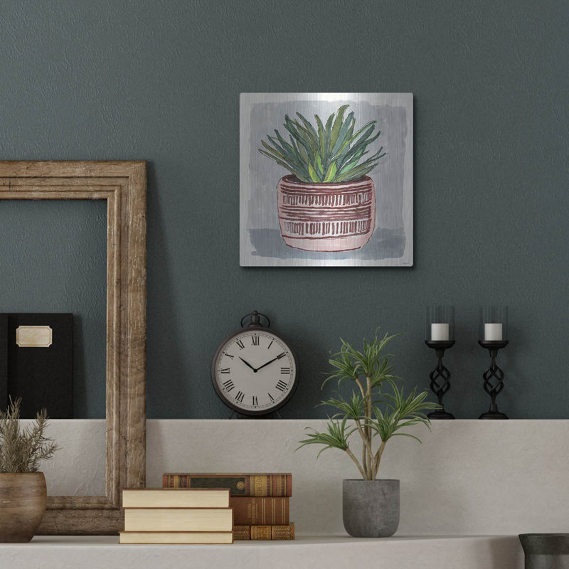«Red Pots Agave I» par Stellar Design Studio, art mural en métal Red Barrel Studio®, H 12 po x l 12 po