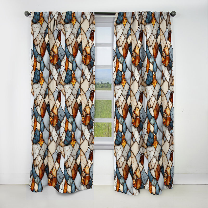 Earth Tones Marble Mosaic Elegance - Rideau occultant en marbre marbré abstrait - 1 panneau, L 52 po x L 108 po