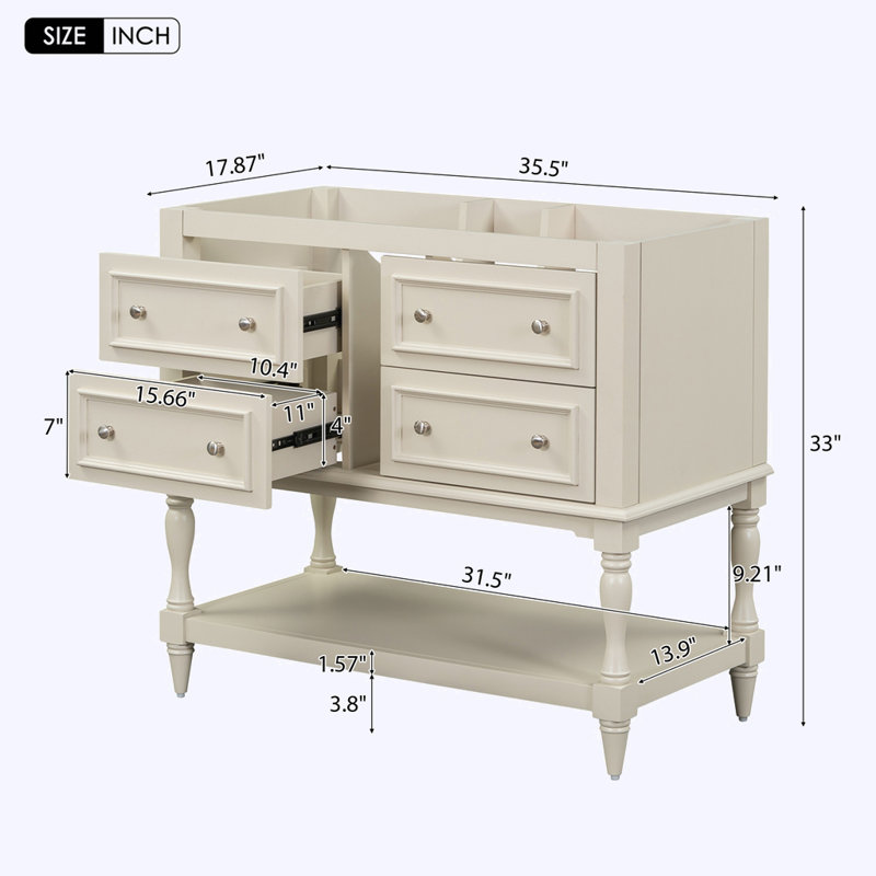 Meuble-lavabo de salle de bain sans lavabo, Beige
