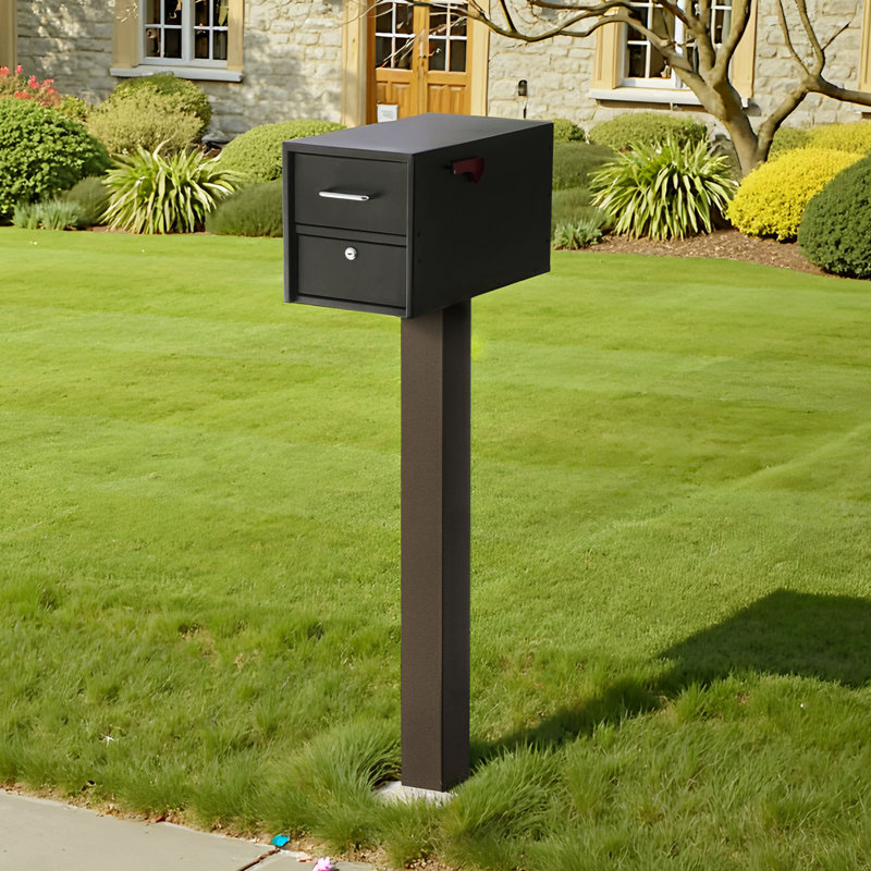 Ensemble de poteau de boîte aux lettres en acier inoxydable antirouille 43 x 4 x 4