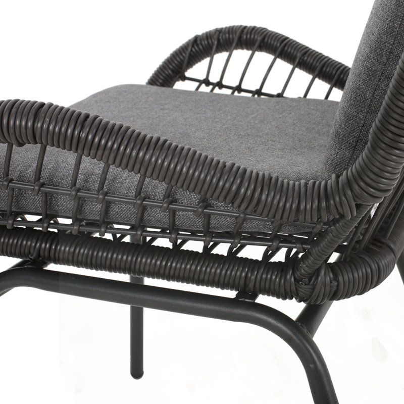 Chaise de patio avec coussins (ensemble de 2), Gris, Noir, noir, noir, noir