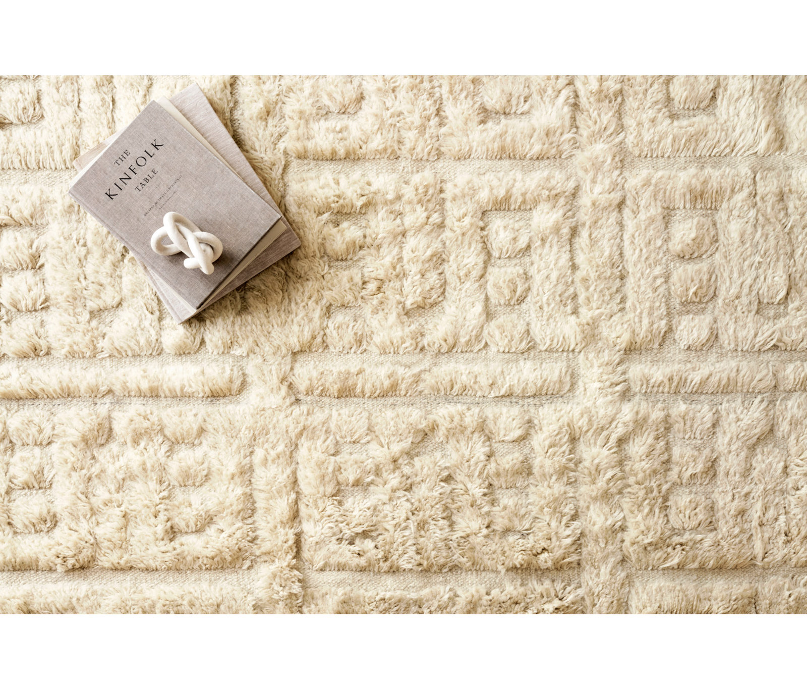 Michaela Beige Hand-Knotted Geometric Rug, Rectangle 4' x 6'