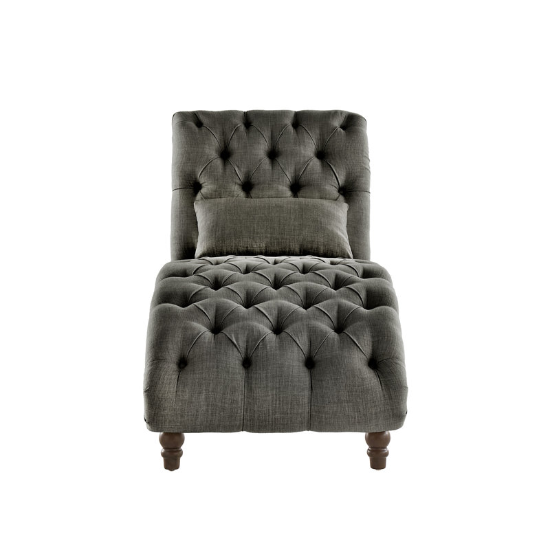 Chaise longue capitonnée sans accoudoirs Huskins, Lin gris foncé chiné