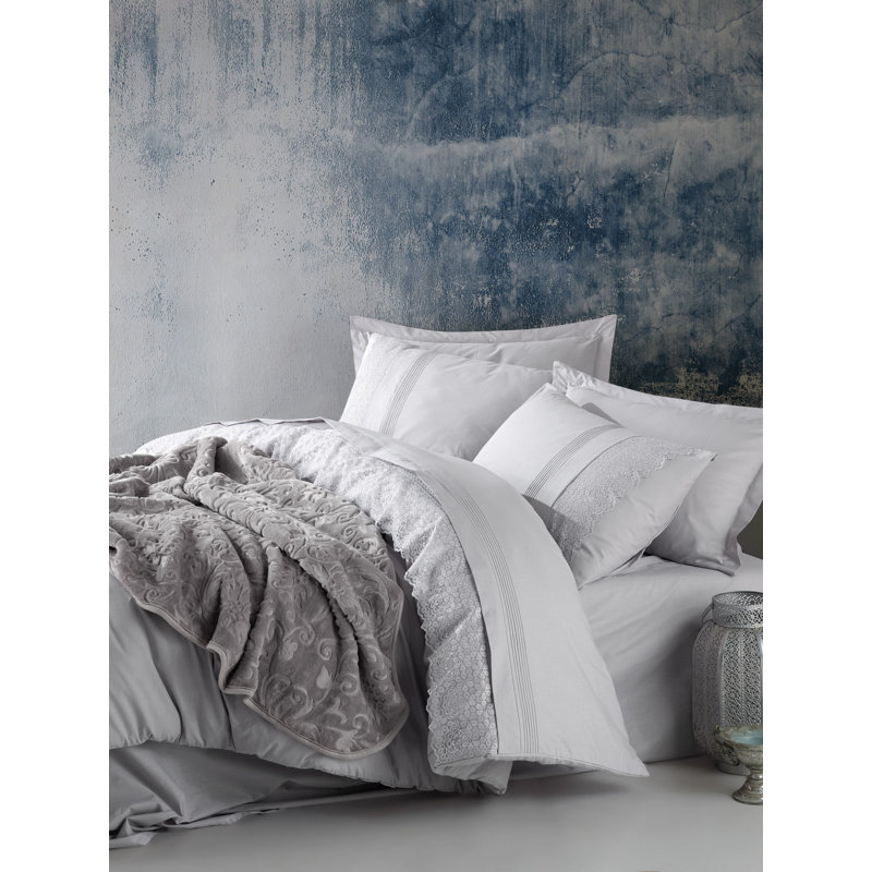Ensemble de housse de couette 100% coton 6 pièces Josue, gris
