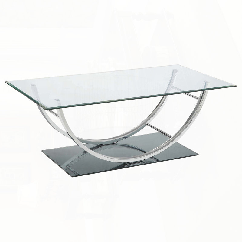 Table basse en U en verre avec finition chromée