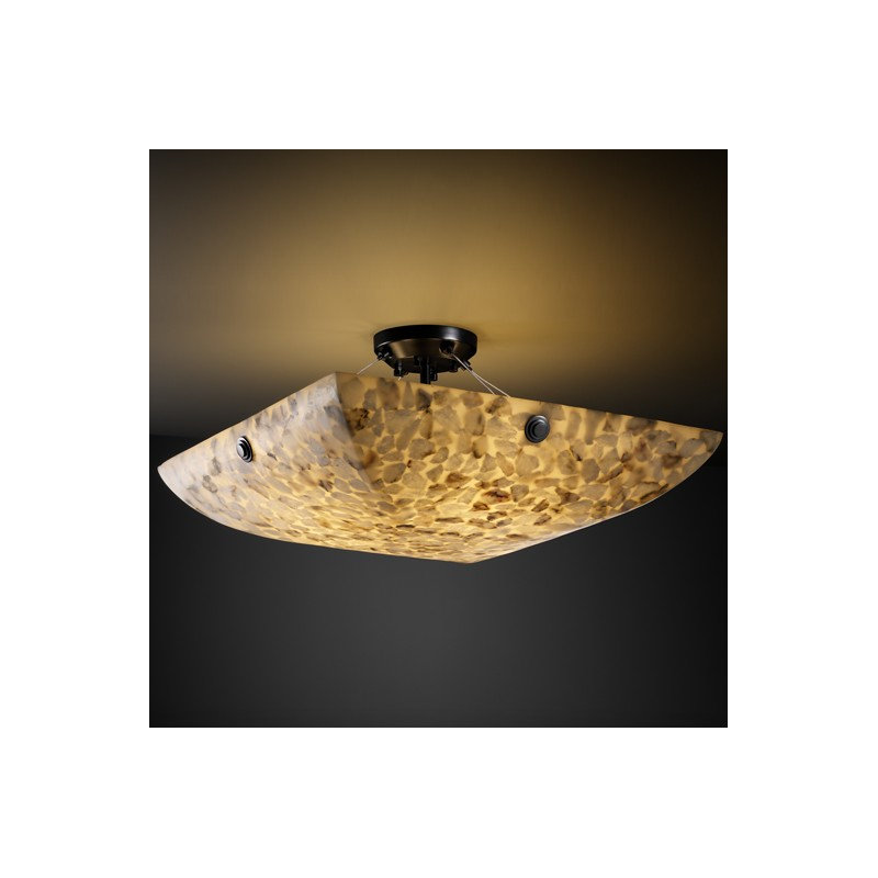 Plafonnier semi-encastré 3 lumières albâtre rocks, Noir mat