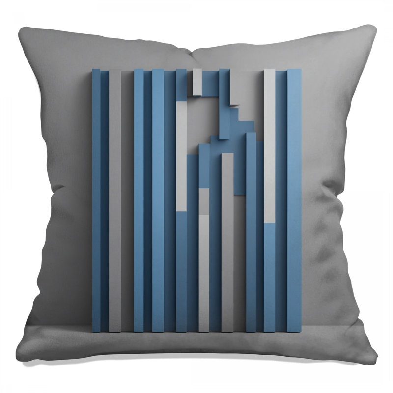 Coussins décoratifs à barres verticales bleu gris, 14 X 14 pouces