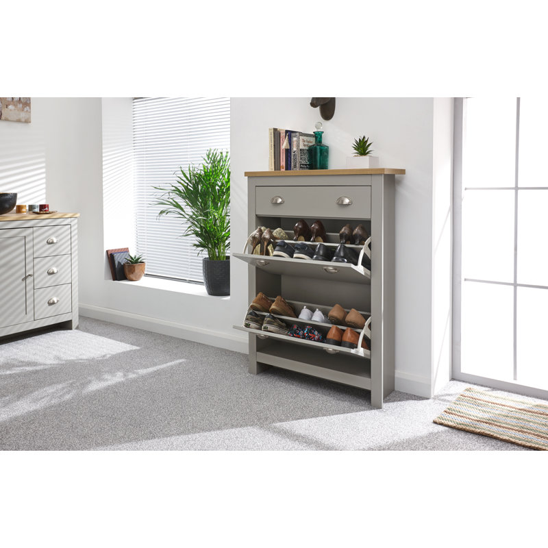 Renningers 12 Pair Shoe Storage Cabinet, Grey