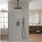 16 Inch Ceiling-Mounted Square Shower System and Handheld Showerhead Set
