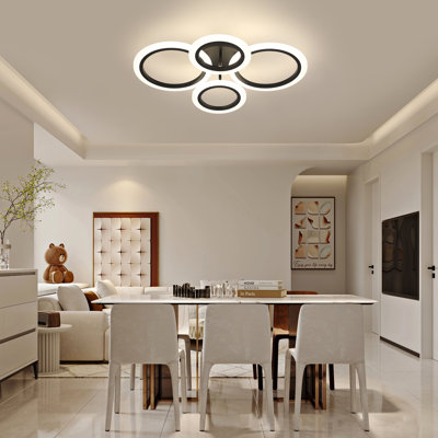 Black Round Dimmable LED Ceiling Light with Remote