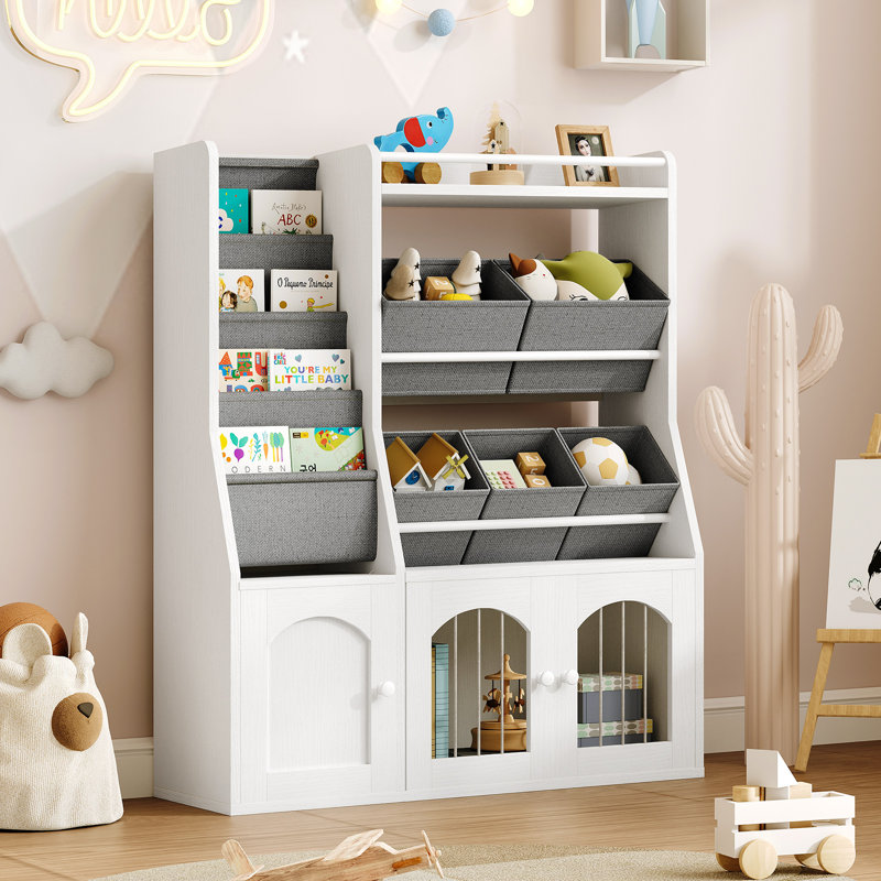 38.2'' H X 31.5'' W Toy Box and Organizer,Toy Storage Organizer,Baby-Proof Bookshelf for Nursery & Playroom