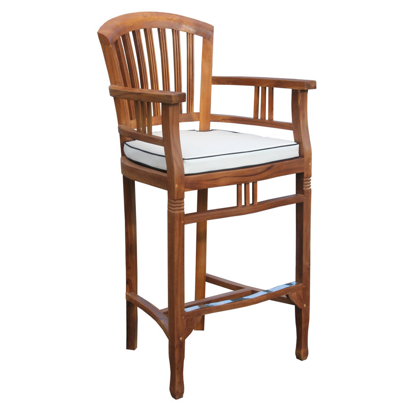 Tabouret de bar de patio 29" avec coussin teck Bauman