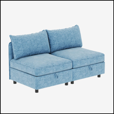 Armless Seat for Modular Sectional Sofa with Storage for Living Room