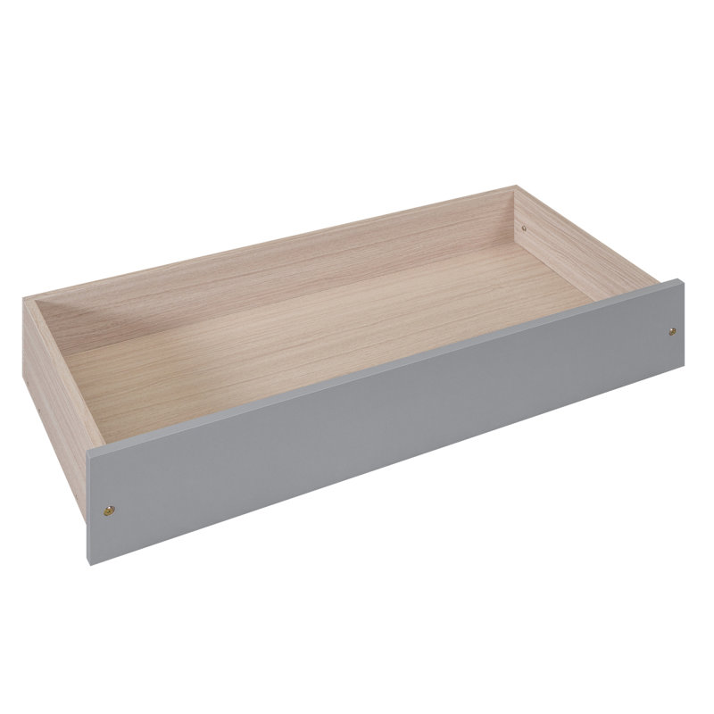 Twin Size Platform Bed With Trundle And Drawers, Gray, Gray