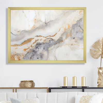 «Beige and Gold Stone Geode Scenery Minimalisme I», reproduction d'art sur toile