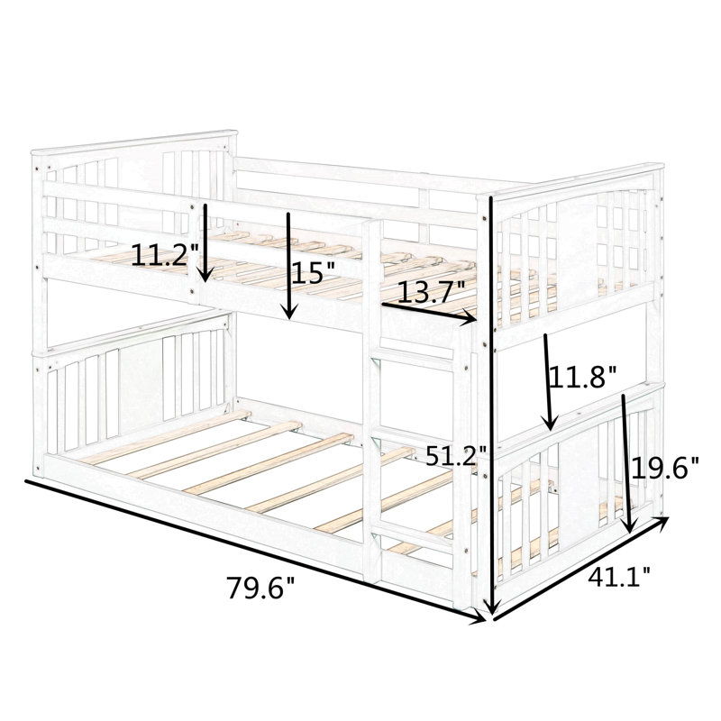 Einhardt Twin Over Twin Bunk Bed with Ladder, Gray
