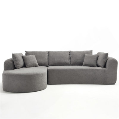 Canapé modulaire 109 pouces Cloud, canapé désossé pour le salon, canapé modulaire en velours côtelé avec méridienne en L, canapé moderne compressé dans une boîte, rembourrage en mousse à mémoire de forme (GRIS CLAIR)