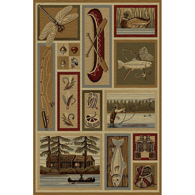 Tapis beige Wimmer Go Fishing, Rectangle 5 pi x 8 pi