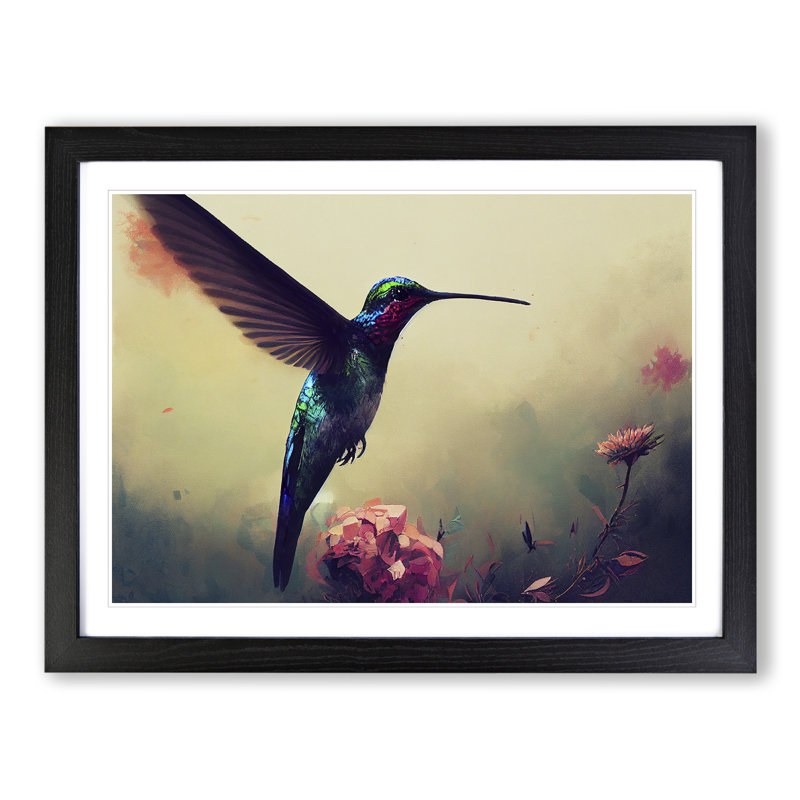 Hummingbird Vol.4 Abstract - Single Picture Frame Print, 46cm H x 64cm W x 2cm D, Black
