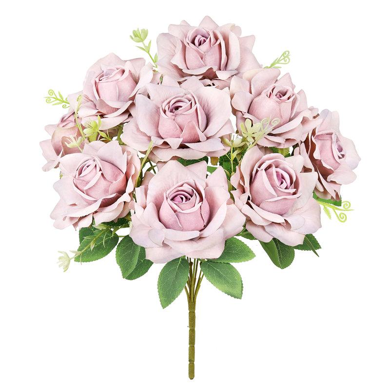 Bouquet de tiges de roses artificielles gardénia, Mauve cendré