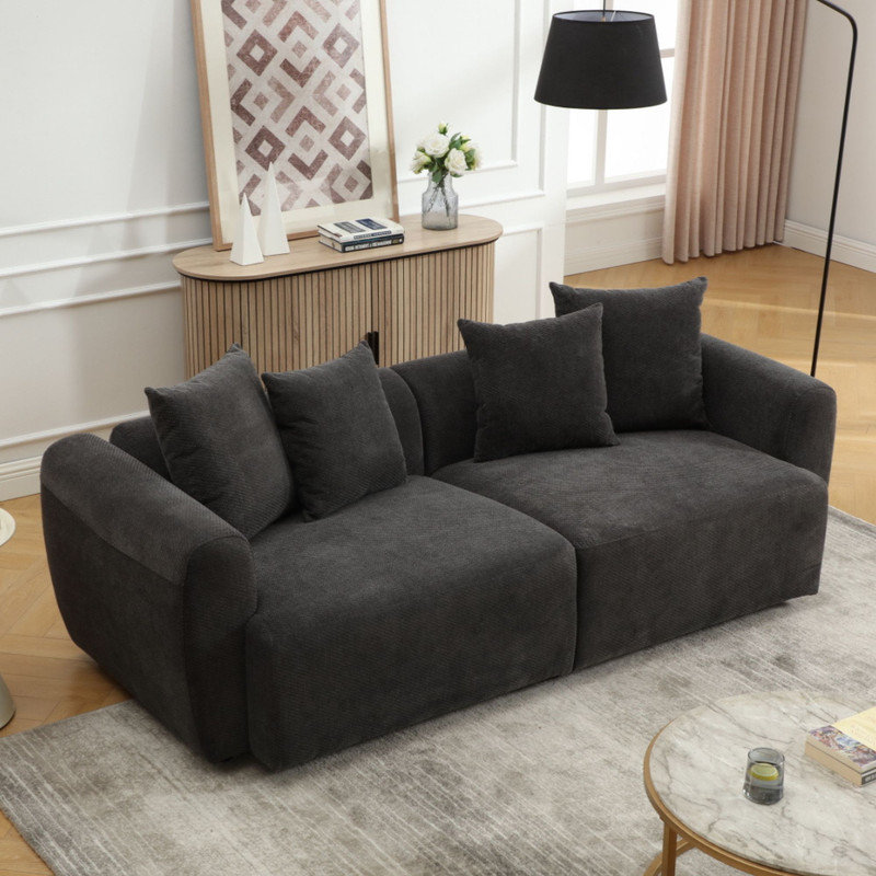 83'' Wide Uphostered Square Arm Sofa, Gray