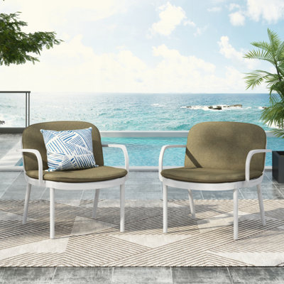 Fauteuil club d'extérieur en PP, structure avec coussin, ensemble de 2