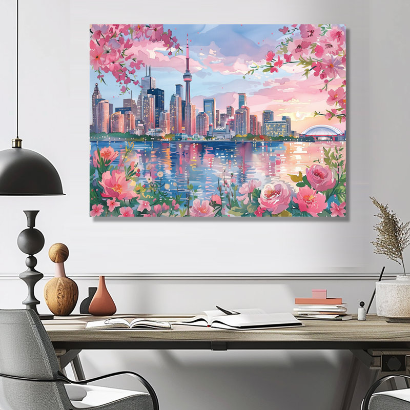 Touchet - City Toronto, impression d'art mural, Sans cadre, métal, H 16 po x l 32 po