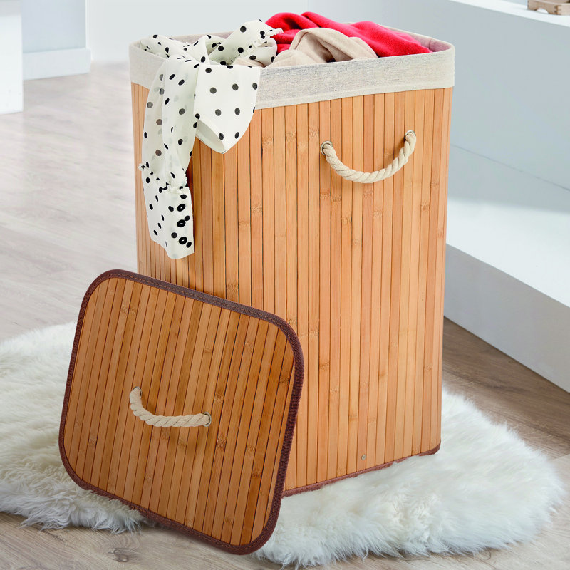 Bamboo Laundry Hamper with Handles, Natural