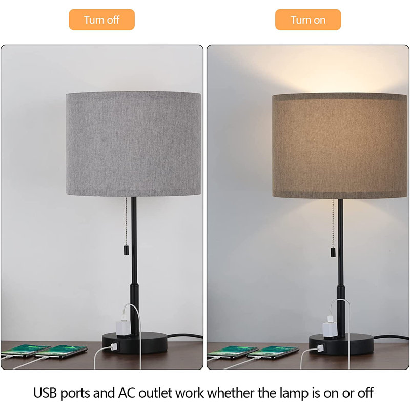 Meredy Fabric Table Lamp, Gray