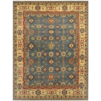 Tapis Kazak en laine fait à la main de conception unique - 8 pi 3 po x 11 po