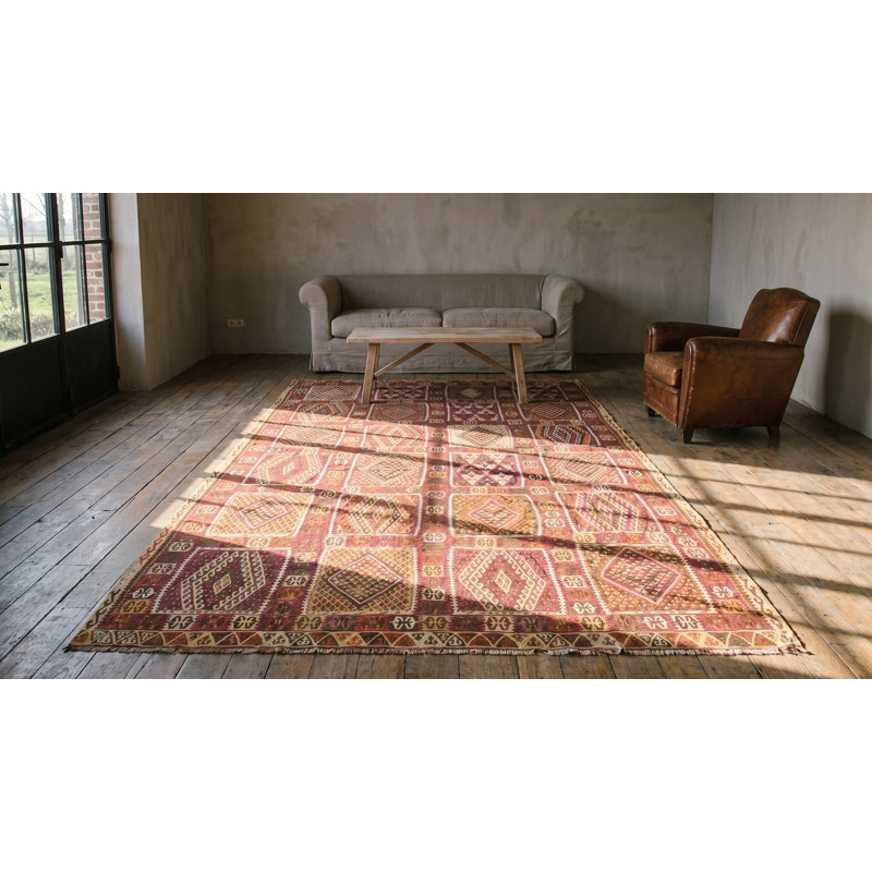 Large Room Size Antique Flat Woven Tribal Geometric Turkish Kilim Rug