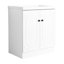 Meuble-lavabo blanc en résine 30 po avec charnières à fermeture en douceur - Aspect autoportant et 2 portes d'armoire de style moderne pour le rangement-130597537-130597544