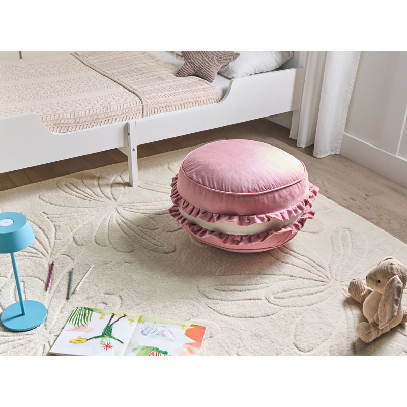 50cm Wide Velvet Round No Pattern Pouffe Ottoman