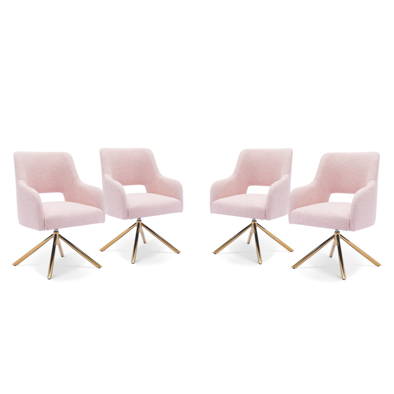 Fauteuil pivotant rembourré Breann, Mélange de polyester rose