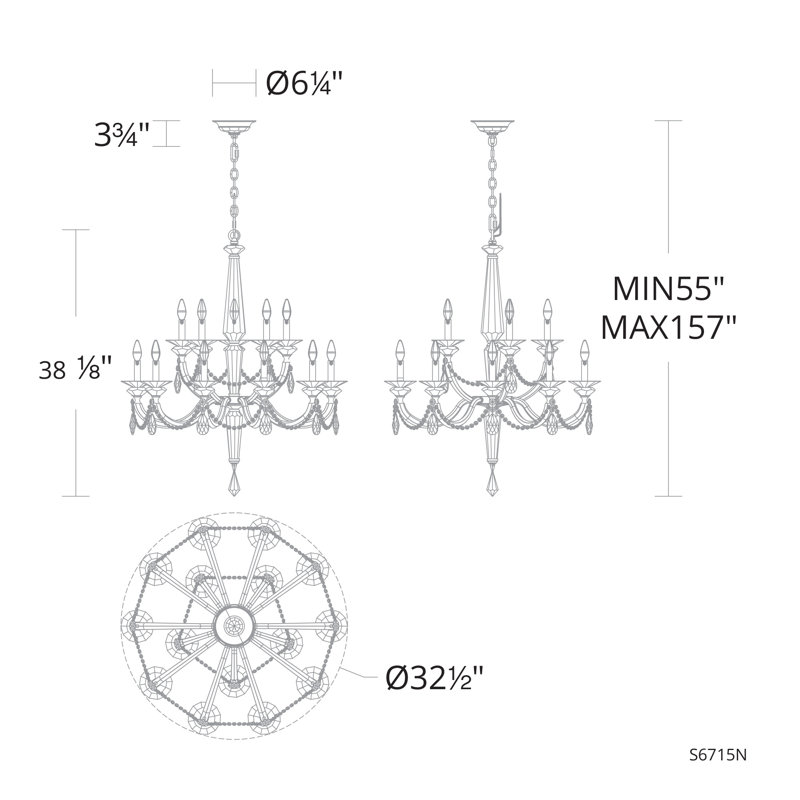 Black 15-Light Crystal Chandelier with Clear Radiance Crystals