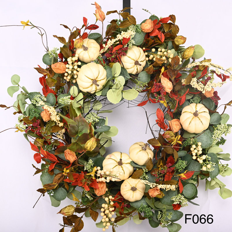 Couronne de citrouille artisanale 26 po, Blanc