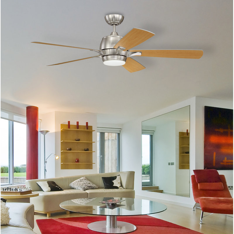 Stellar 52'' Ceiling Fan with LED Lights, Brushed Polished Nickel