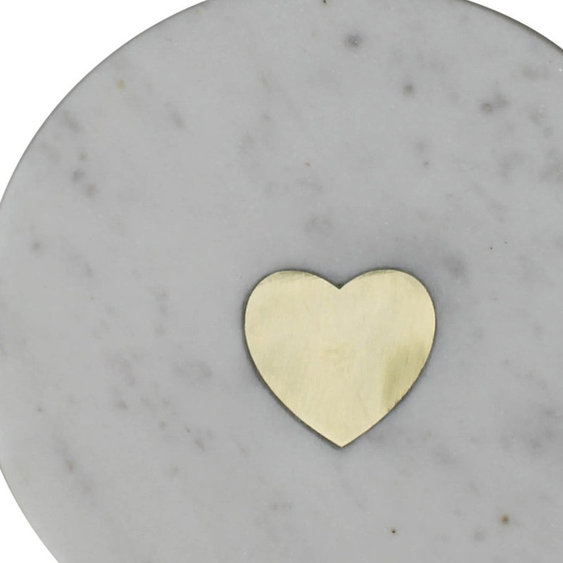 Plateau de service en marbre Heart Inlay