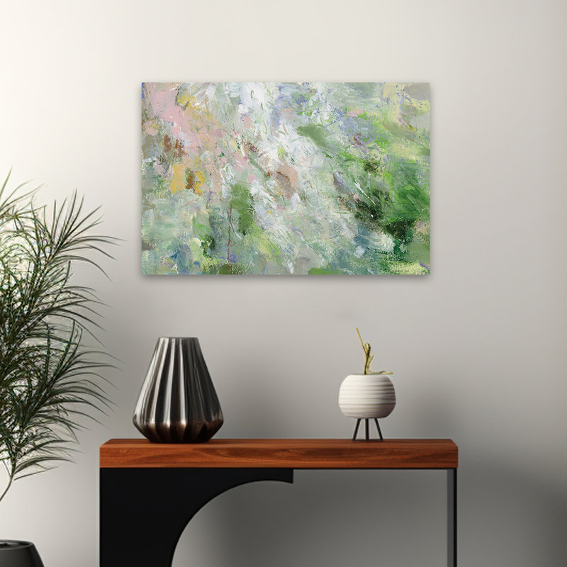 Abstract Brushstrokes Grey - Soft Meadow, 16" H x 24" W