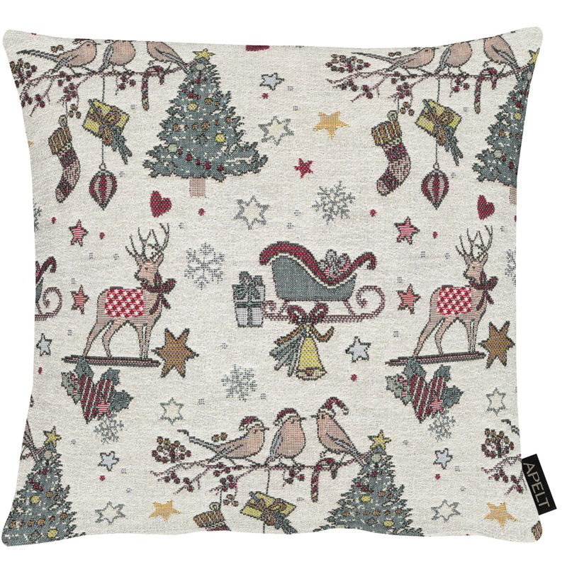Winterwelt Square Cushion, Nature/Red/Grey