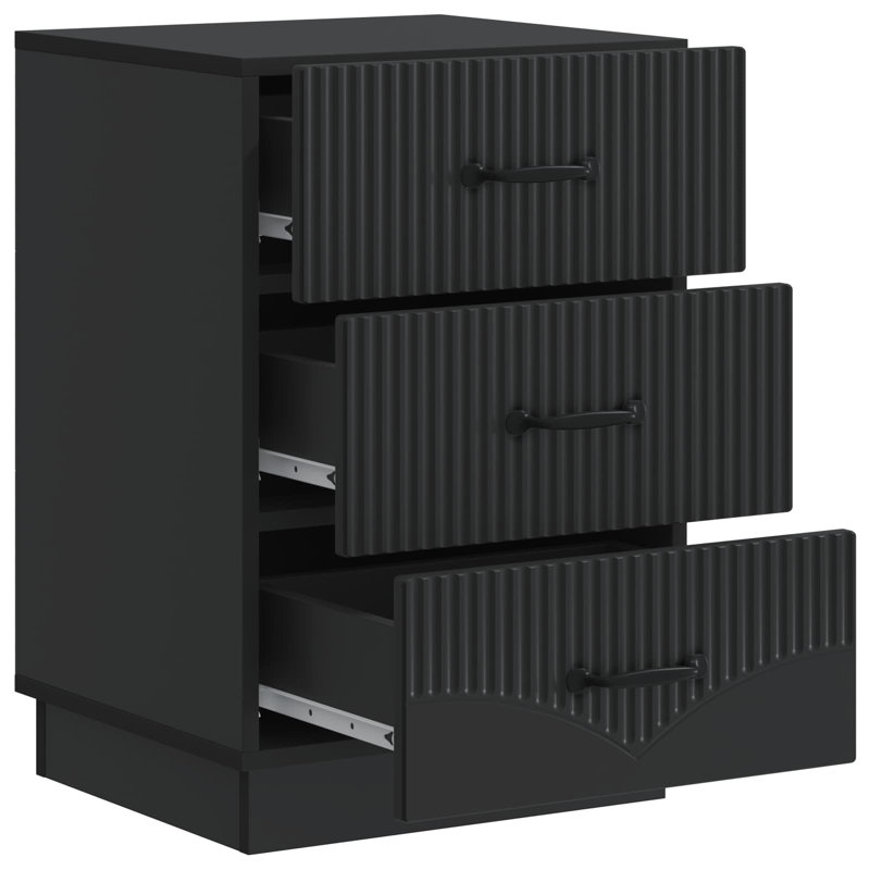 43cm W Manufactured Wood Bedside Table, Black