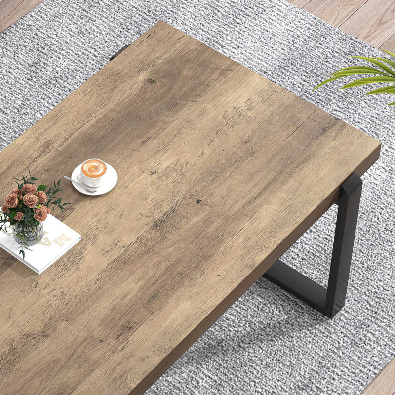Hulste 44" Minimalist Coffee Table, Oak, 17" H x 44" W x 23.6" D, Rustic Oak
