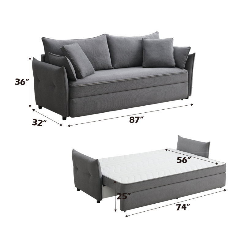 Lit gigogne en tissu avec rangement Irina, Gris