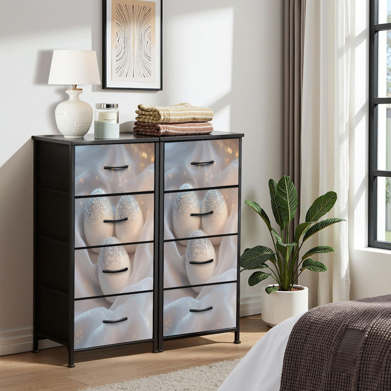 4 Drawer Dresser for Bedroom, Narrow Chest of Drawers, Wooden Top and Study Iron Frame 18"x37.5"-(WxH)