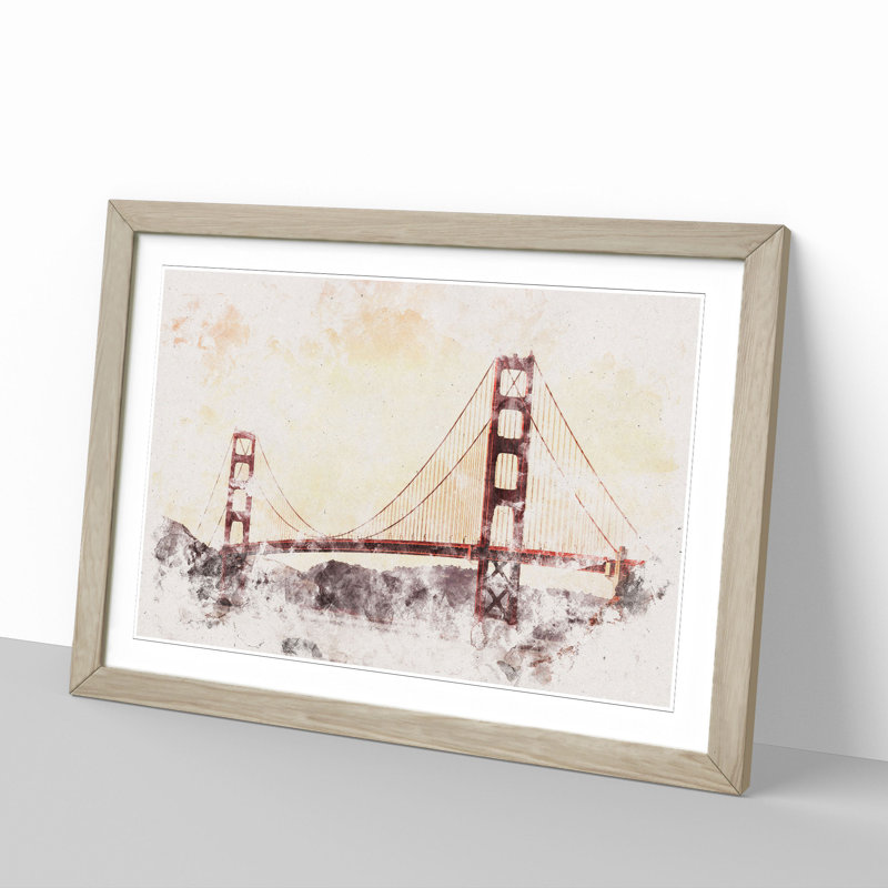Golden Gate Bridge Vol.3 - Picture Frame Painting, 27cm H x 36cm W x 2cm D, Oak Framed