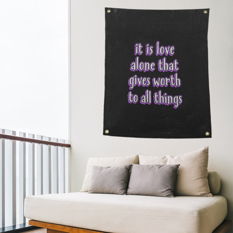 Tapisserie tableau noir de polyester love quot, H 36 po x l 26 po, Mauve