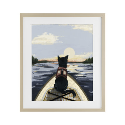 «Peaceful Cat Viewing Lake», reproduction encadrée sous verre, conception de Denise Bartkus