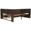 Grand lit de jour en bois avec tablettes de rangement, éclairage DEL, ports USB et 2 tiroirs - lit multifonctionnel, brun-191960598