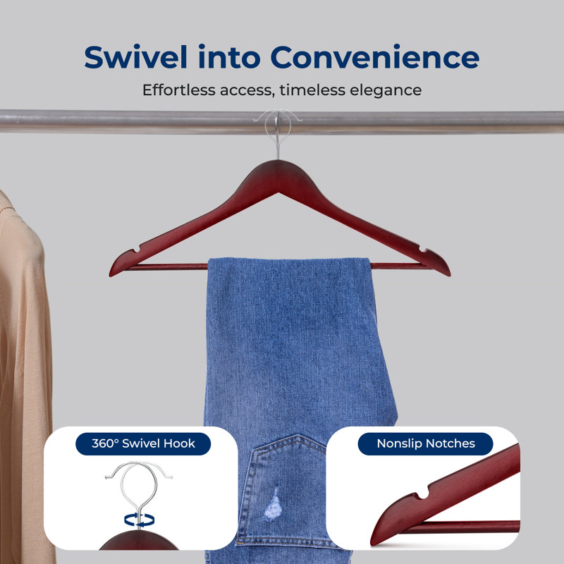 Cherry Wood 20-Piece Space Saving Suit Hangers