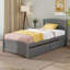 Lit plateforme simple avec 2 tiroirs de rangement, lit plateforme avec tête de lit et lattes en bois-1413304207